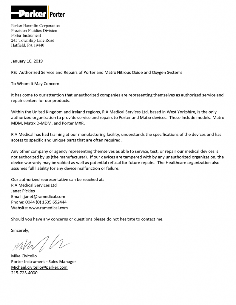 Porter Authorisation Letter